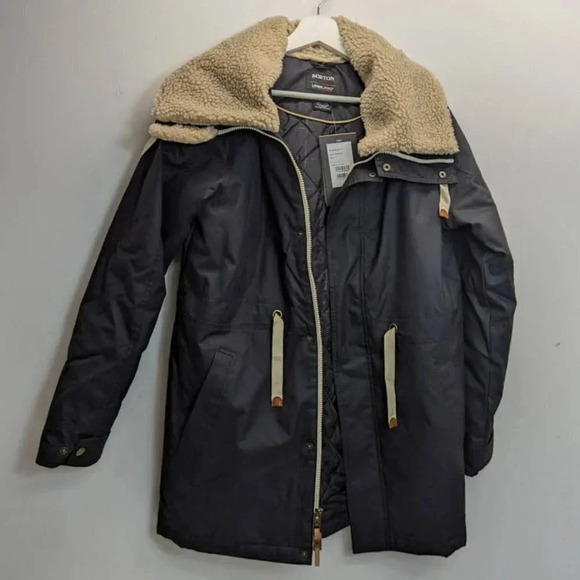NWT Burton Hazelton Sherpa Collar Coat in Black Size Small - Picture 4 of 10
